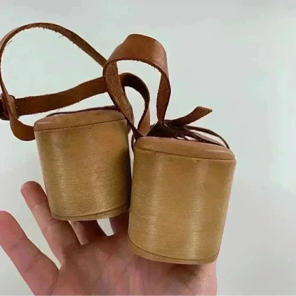 Muse & cloud womens sandals size 36 tan leather chunky retro festival boho
